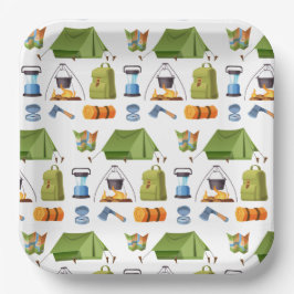 Plato De Papel Camping Camp Tent Birday Party