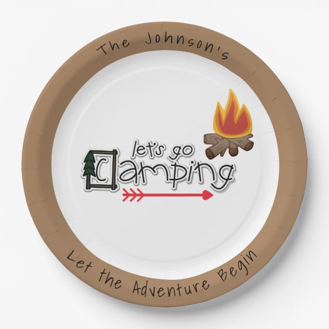 Plato De Papel Camping, campamentos personalizados (Anverso)