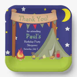 Plato De Papel Camping Cumpleaños Party Sleepover Khaki Green