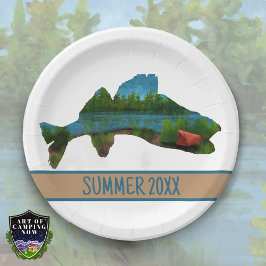 Plato De Papel Camping de carpa para pescar lucioperca en el lago