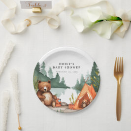 Plato De Papel Camping Mountain Rustic Baby Shower