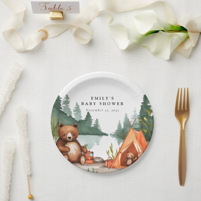 Plato De Papel Camping Mountain Rustic Baby Shower (Boda)