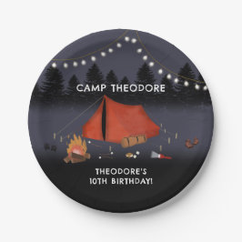Plato De Papel Camping Outdoor Adventure Campfire Fiesta de cumpl