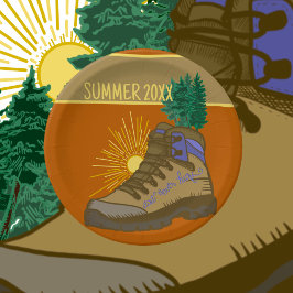 Plato De Papel Camping Personalizado Pícnic de Excursionista