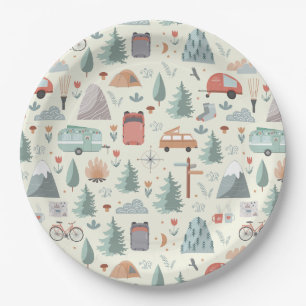 Plato De Papel Camping, senderismo, puertas y naturaleza