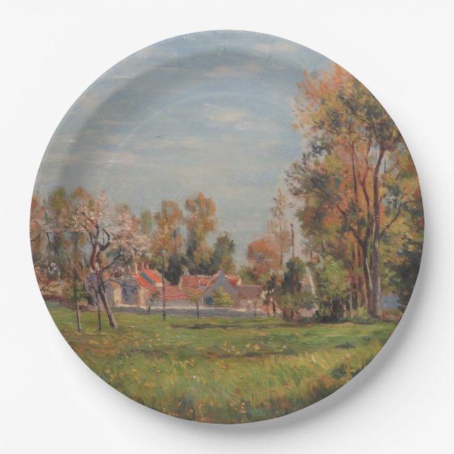 Plato De Papel Campo alrededor de Lagny, Francia (Paisaje Rural) (Anverso)