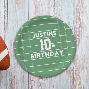 Plato De Papel Campo de fútbol personalizado de niño de cumpleaño