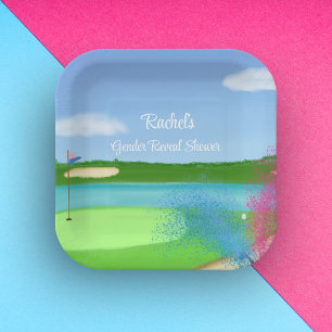 Plato De Papel Campo de golf Bunker Gender Revelar Baby Shower