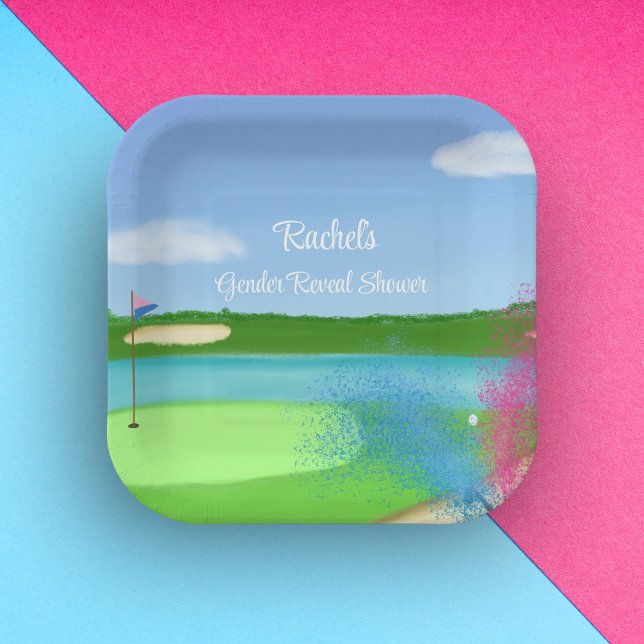 Plato De Papel Campo de golf Bunker Gender Revelar Baby Shower (Subido por el creador)
