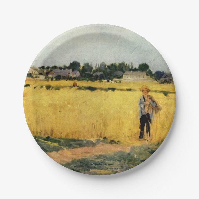 Plato De Papel Campo de grano (por Berthe Morisot) (Anverso)