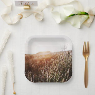 Plato De Papel Campo de Grasa Boho Cualquier Ocasión