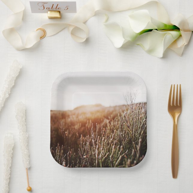 Plato De Papel Campo de Grasa Boho Cualquier Ocasión (Boda)