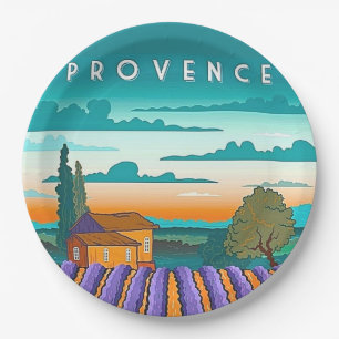 Plato De Papel Campo de lavanda Provenza Francia