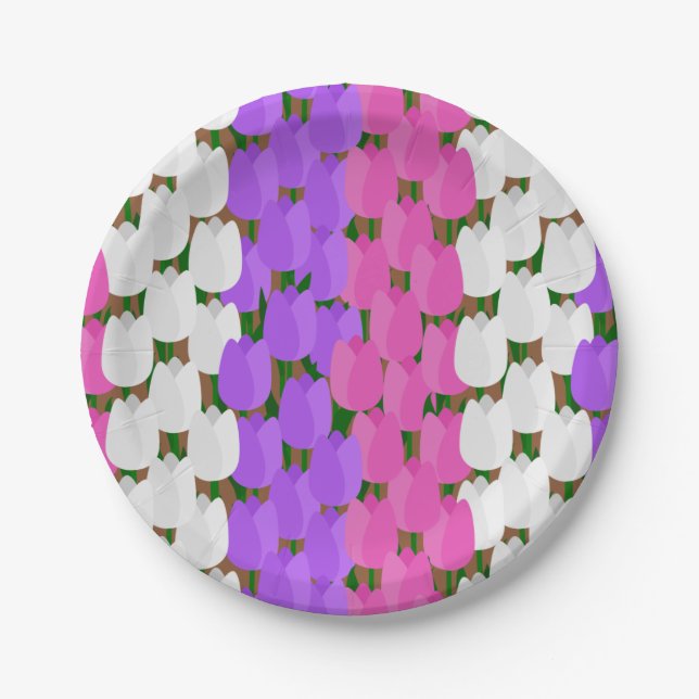 Plato De Papel Campo Tulip de primavera (Anverso)