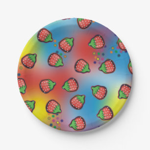 Plato De Papel Campos de Fresas Tie Dye