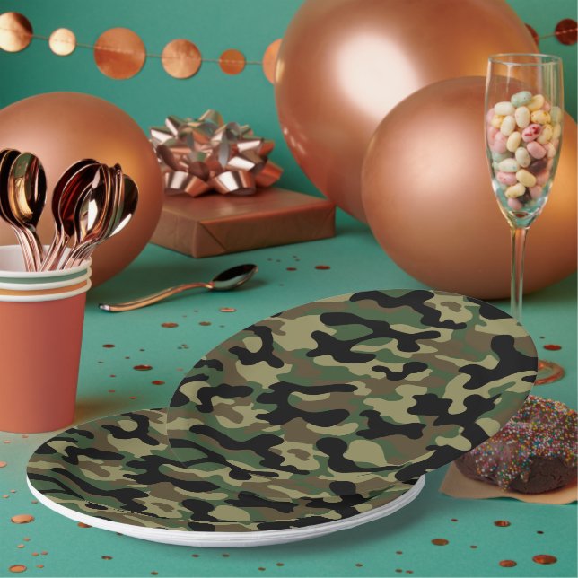 Plato De Papel Camuflaje de Bosque  (Multi)