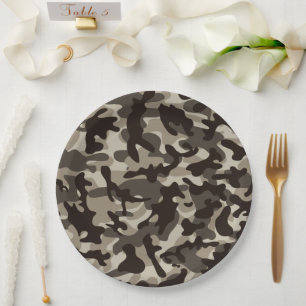 Plato De Papel Camuflaje de cuarto cerrado