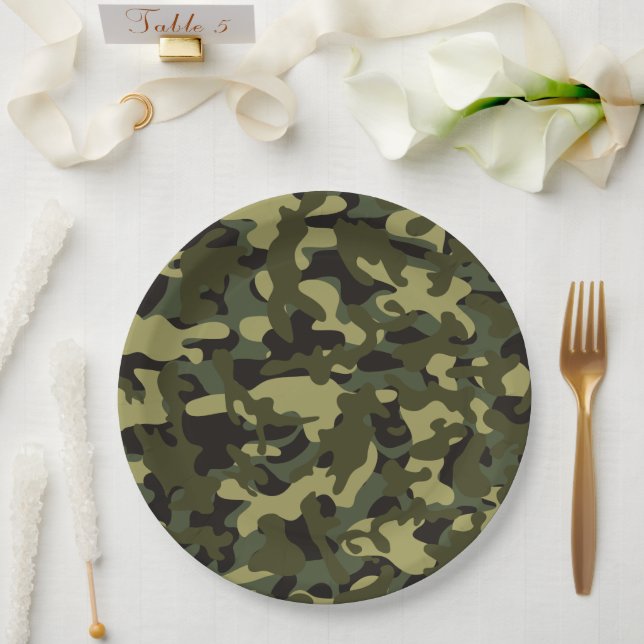 Plato De Papel Camuflaje de primavera europeo (Boda)