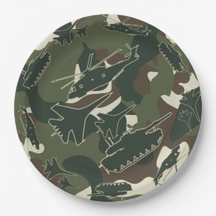 Plato De Papel Camuflaje militar Camo Placas desechables