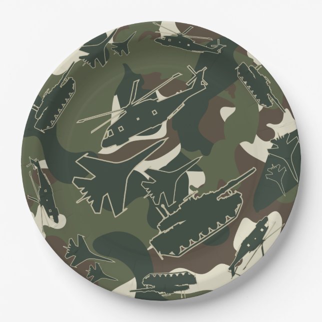 Plato De Papel Camuflaje militar Camo Placas desechables (Anverso)