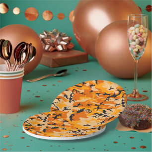 Plato De Papel Camuflaje naranja, militar, ejército