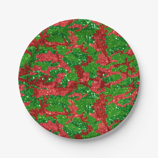 Plato De Papel Camuflaje Purpurina Haus Of Camo Xmas (Anverso)