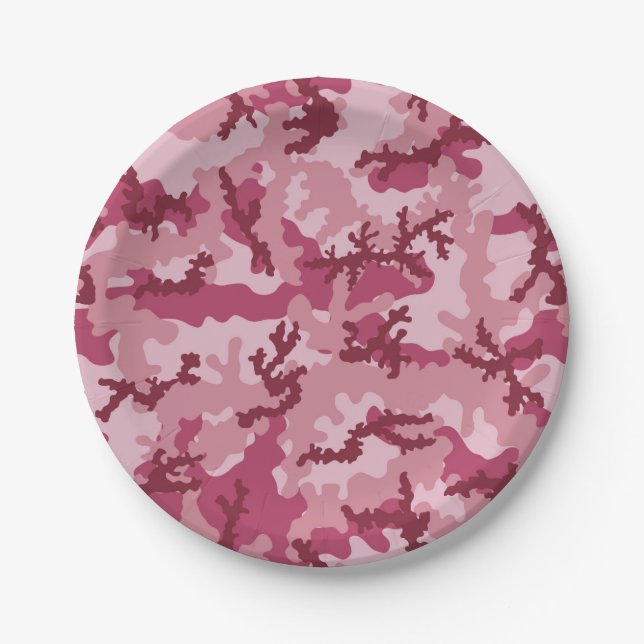 Plato De Papel Camuflaje rosa (Anverso)
