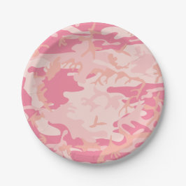 Plato De Papel Camuflaje rosa. Camo tu