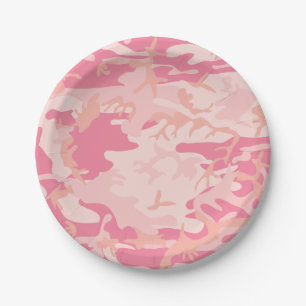 Plato De Papel Camuflaje rosa. Camo tu