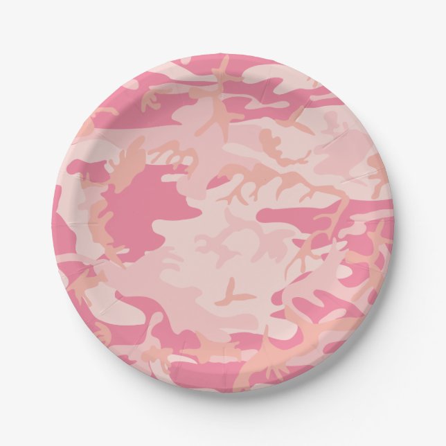 Plato De Papel Camuflaje rosa. Camo tu (Anverso)
