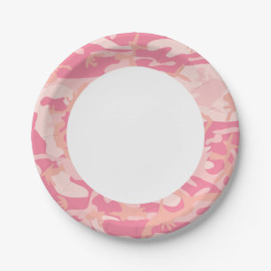 Plato De Papel Camuflaje rosa. Camo tu