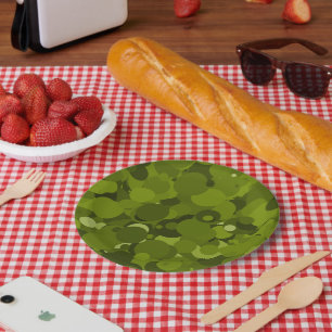 Plato De Papel Camuflaje verde