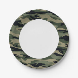 Plato De Papel Camuflaje verde. Camo tu