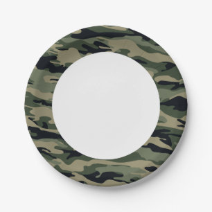 Plato De Papel Camuflaje verde. Camo tu