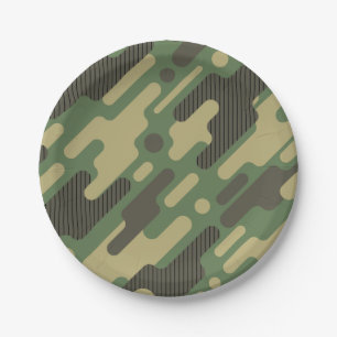 Plato De Papel Camuflaje verde. Camo tu