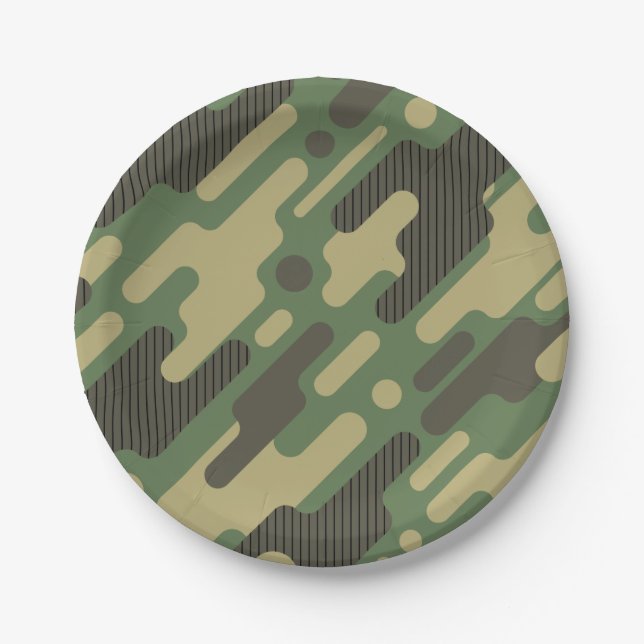 Plato De Papel Camuflaje verde. Camo tu (Anverso)