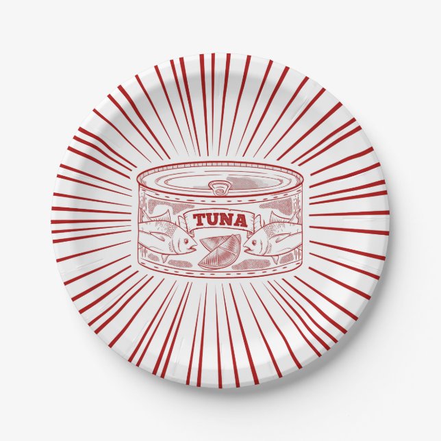 Plato De Papel Can of tuna retro design (Anverso)