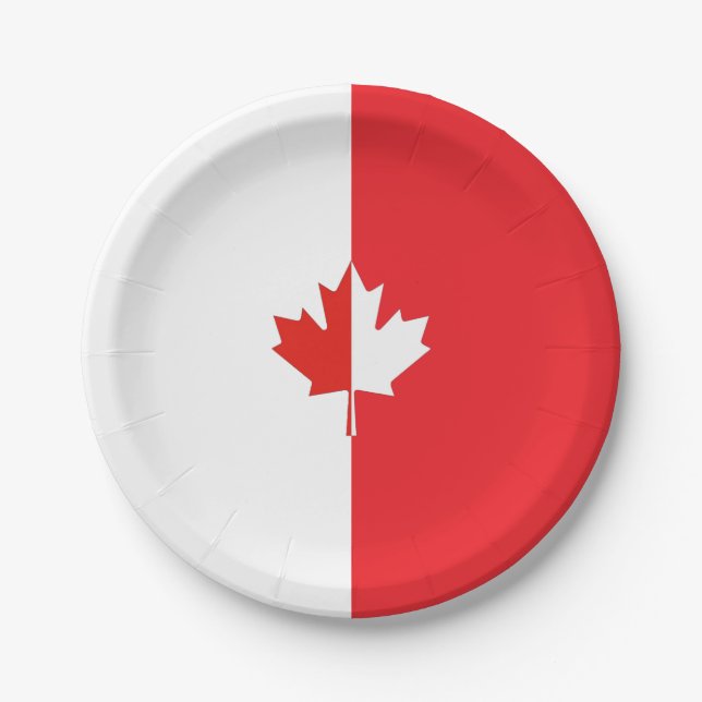 Plato De Papel Canada Day Maple Leaf Red & White (Anverso)