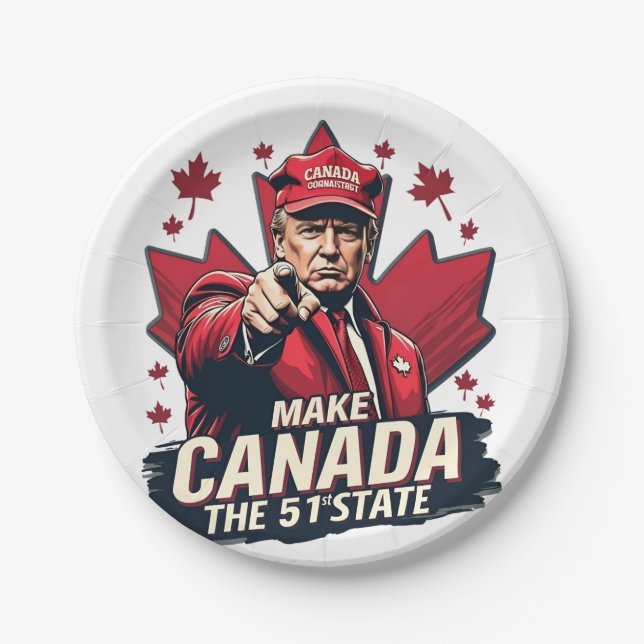 Plato De Papel Canadá: el 51° Estado Trump Canadá (Anverso)