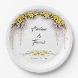Plato De Papel Canary Yellow Romantic Freesia  Floral Wedding