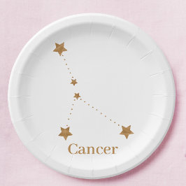 Plato De Papel Cáncer de oro de Rótulo Zodiaco moderno | Agua de