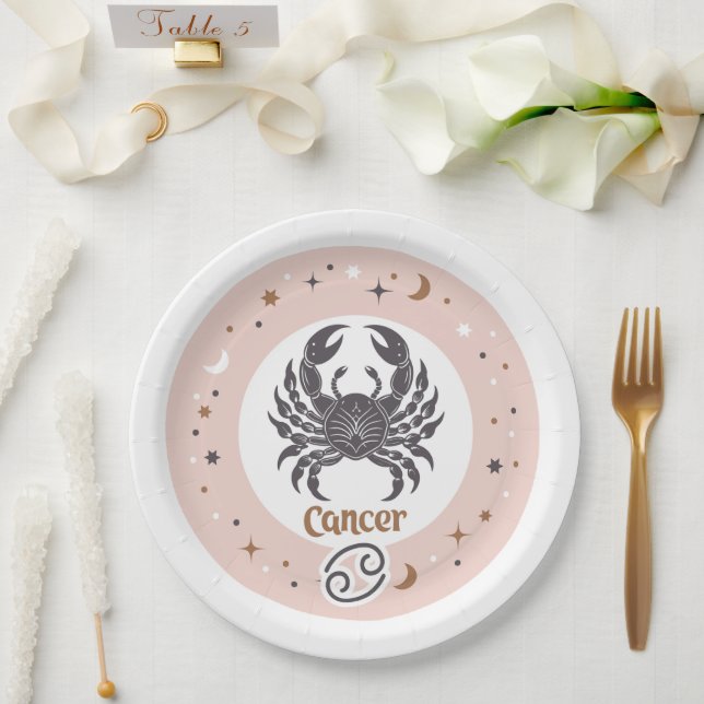 Plato De Papel Cáncer de Rótulo zodiaco (Boda)
