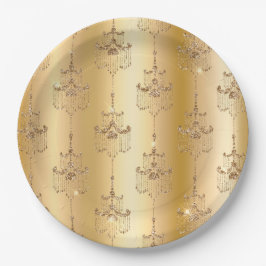 Plato De Papel Candelabros Purpurinas Gold Glam