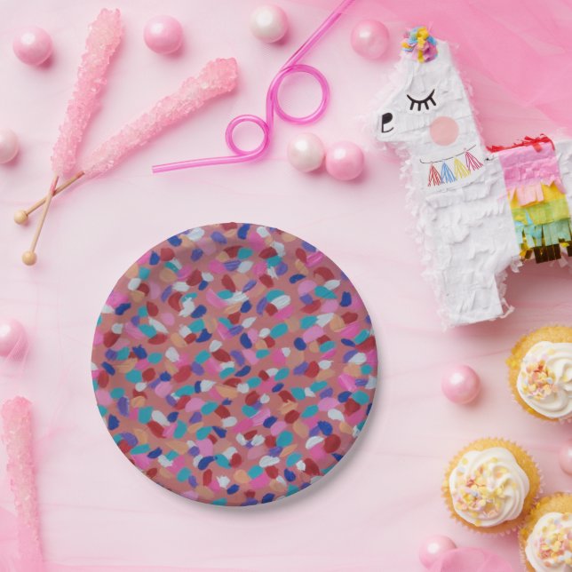 Plato De Papel Candía de algodón rosa (Fiesta)