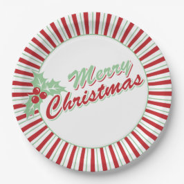 Plato De Papel Candy Cane Holly | Placas de papel de Navidades re