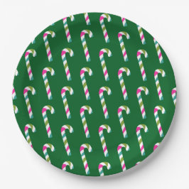 Plato De Papel Candy Cane Navidades Green