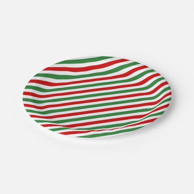 Plato De Papel Candy Cane Navidades Strips Red Green (Angular)