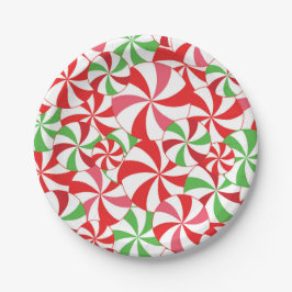 Plato De Papel Candy Cane Printed Party Paper Plates