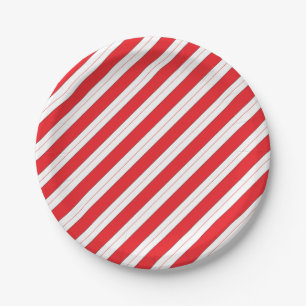 Plato De Papel Candy Cane Red Stripes