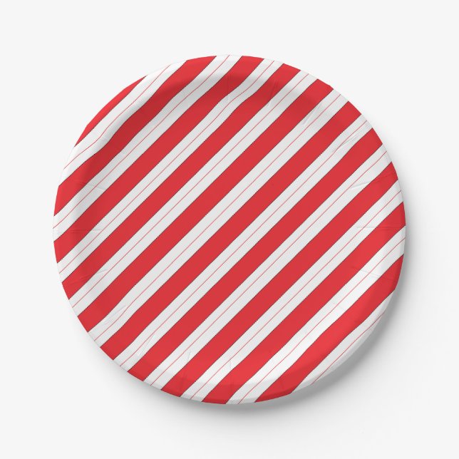 Plato De Papel Candy Cane Red Stripes (Anverso)
